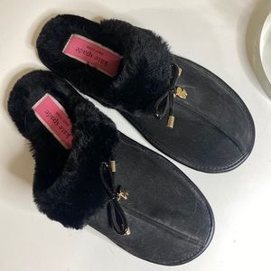Kate Spade Black Furry Slippers